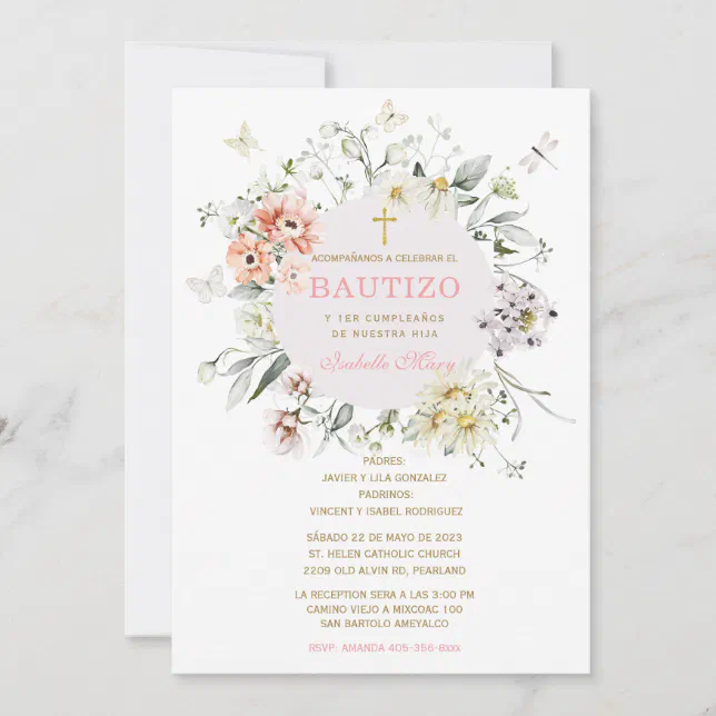 El Bautizo y Primer Añito de nuestra hija Invitation Zazzle