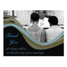 El boda personalizado de la foto le agradece las t tarjeta postal