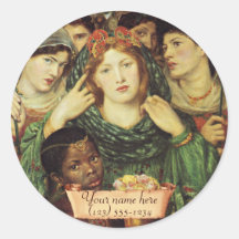 El Bookplate querido del Pre-Raphaelite Pegatina Redonda