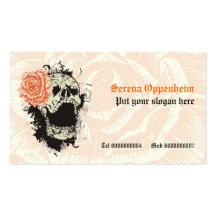 El cráneo y el naranja góticos elegantes del grung plantilla de tarjeta personal
