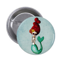El Dia de Muertos Mermaid Button