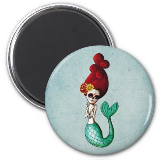 El Dia de Muertos Mermaid Fridge Magnets