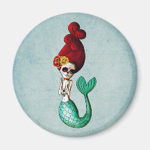 El Dia de Muertos Mermaid Fridge Magnets