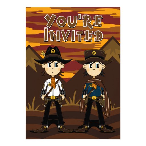El fiesta de los sheriffs del vaquero invita invitaciones personalizada