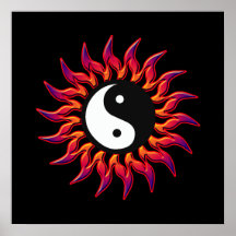 El flamear Yin Yang Sun Poster