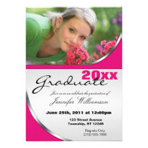 El fucsia curva invitaciones de la graduación de l invitaciones