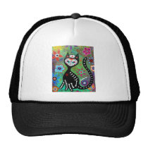 EL GATO CAT DIA DE LOS MUERTOS NURSE PAINTING hats