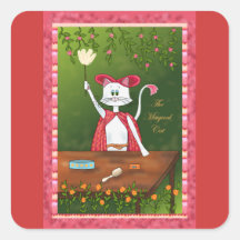 El gato mágico calcomania cuadrada personalizada