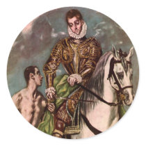 El Greco's Saint Martin and the Beggar, circa 1600 Round Stickers