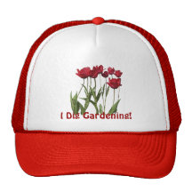 El jardín del tulipán de la diversión florece el a gorras de camionero
