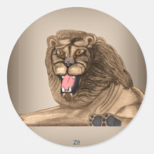 El león (recorte) etiqueta redonda