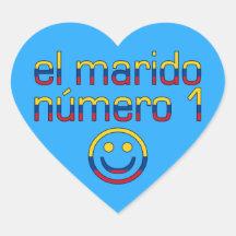El Marido Número 1 - Number 1 Husband in Colombian Heart Stickers