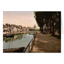 El muelle, obra clásica Photochrom de Quimper, Fra Tarjetas