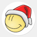 El navidad lindo Santa sonriente hace frente Pegatinas Redondas