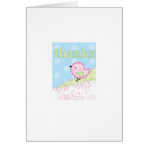 El pájaro de bebé le agradece cardar tarjetas
