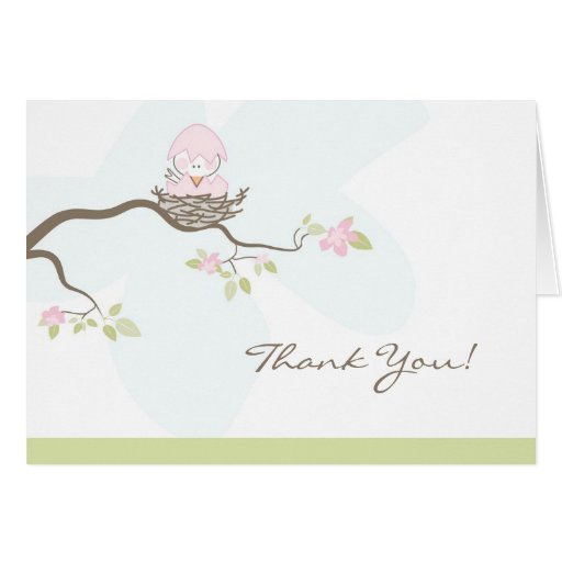 El pájaro de bebé rosado le agradece cardar tarjeta