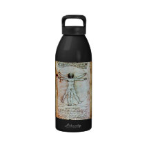 El pergamino de la antigüedad del HOMBRE de VITRUV Botella De Agua Reutilizable