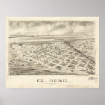 El Reno Oklahoma 1891 Antique Panoramic Map posters