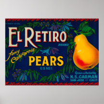 El Retiro Pear Crate Label Poster