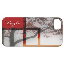 El rojo deja la foto del árbol del otoño personali iPhone 5 Case-Mate protectores