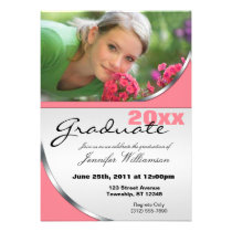 El rosa curva invitaciones de la graduación de la  invitaciones