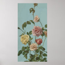 El rosa de té del vintage y se ruboriza los rosas posters