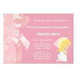 El rosa florece la comunión del acebo invitaciones personalizada