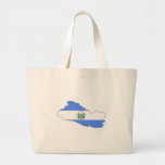 El Salvador Flag Map full size Tote Bags