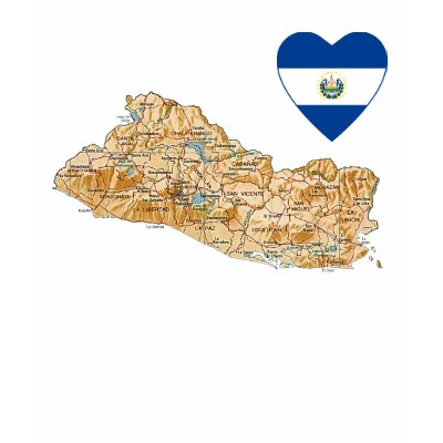 maps of el salvador. El Salvador Heart Flag and Map