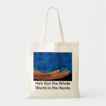 Él tiene el mundo entero en su bolso de manos bolsa lienzo