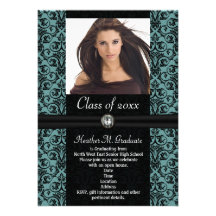 Elaborate Lt.Blue Damask Graduation Cards