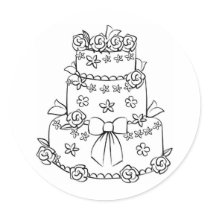 Elaborate Wedding Cake with Flowers and Bow stickers