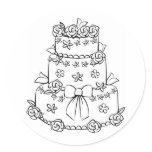 Elaborate Wedding Cake with Flowers and Bow Stickers