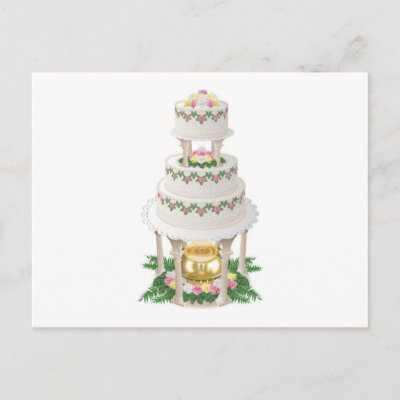 Elaborate Wedding Cake with Fountain Postcard by White Wedding