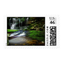 Elakala Waterfalls Swirling Pool Mossy Rocks Stamp