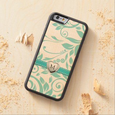 Eleagant floral damask pattern with monogram carved® maple iPhone 6 bumper
