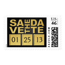 Eleagnt Save the Date - Gold and Black Postage