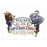 Elección política 2008 del duelo de la mascota tarjeta postal