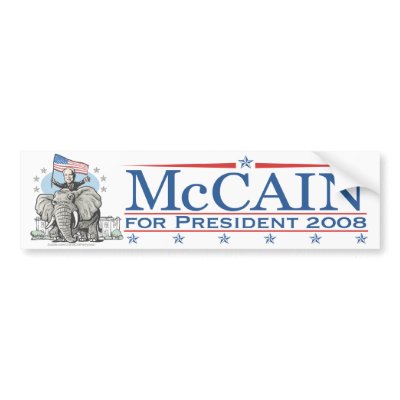 Elect McCain GOP Elephant 2008 Bumper Stickers by GrandOldPartyGear