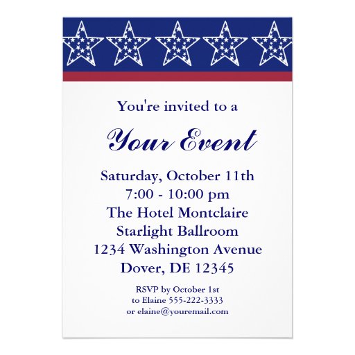 Election Campaign Party Invitations or 4th of July