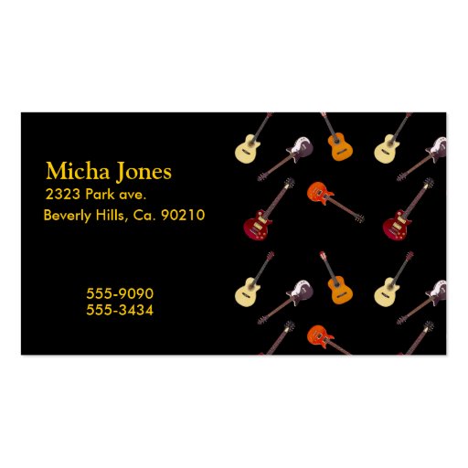 Electric & Acoustic Guitar Collage Business Card Templates