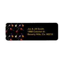Electric & Acoustic Guitar Collage Return Address Labels