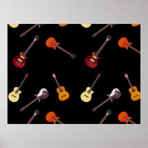 Electric & Acoustic Guitar Collage Posters