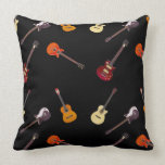 Electric & Acoustic Guitar Collage Throw Pillow