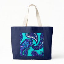 Electric Aqua Indian Paisley Tote Bags