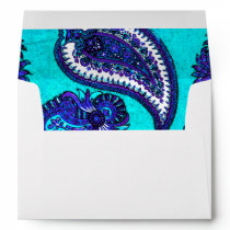 Electric Aqua Paisley Envelopes