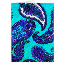 Electric Aqua Paisley Note Cards
