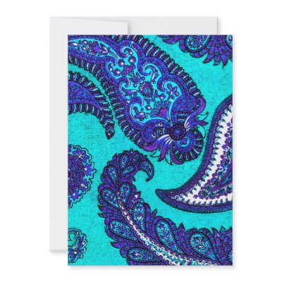 Electric Aqua Paisley Wedding Invitation