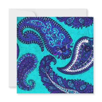 Electric Aqua Paisley Wedding Invitation