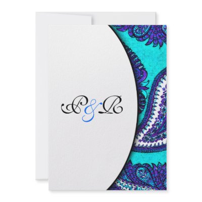 Electric Aqua Paisley Wedding Invitation